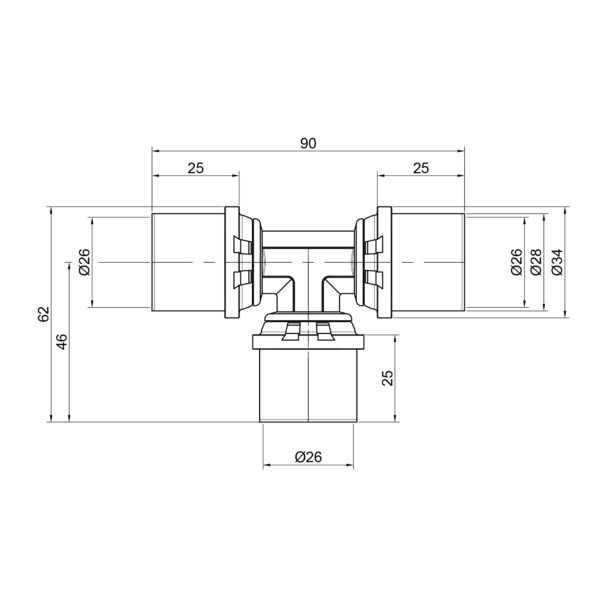 Тройник пресс Icma 26х26х26 No406 Трійник прес Icma 26х26х26 №406
