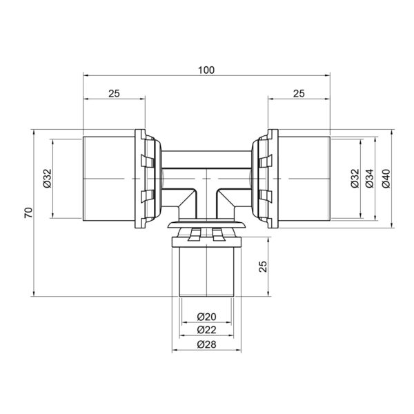 Трійник прес Icma 32х20х32 №406 Трійник прес Icma 32х20х32 №406