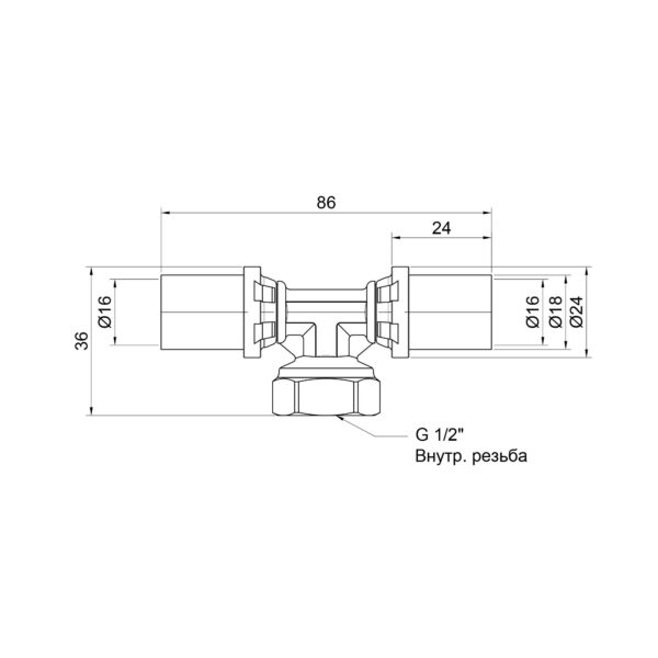 Трійник прес Icma 16х1/2"х16 ВР №408 Трійник прес Icma 16х1/2"х16 ВР №408