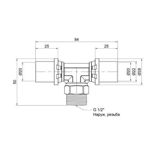 Тройник пресс Icma 20х1/2"х20 ЗР No407 Трійник прес Icma 20х1/2"х20 ЗР №407