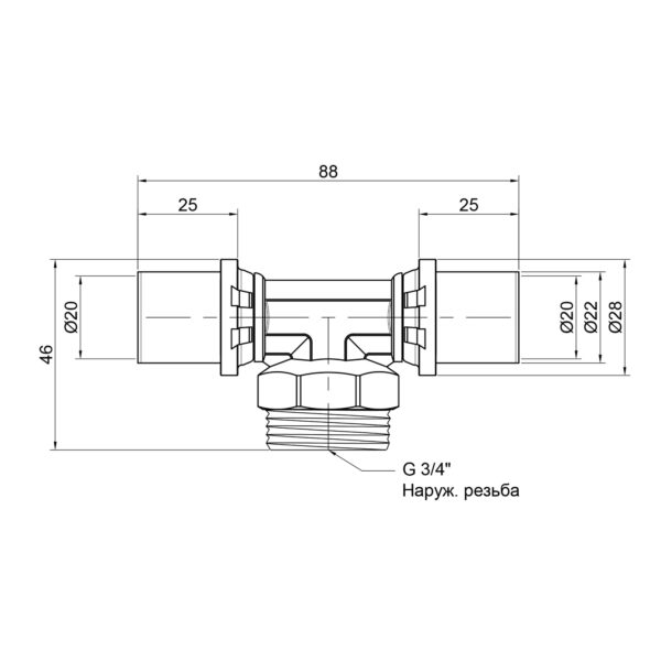 Тройник пресс Icma 20х3/4"х20 ЗР No407 Трійник прес Icma 20х3/4"х20 ЗР №407