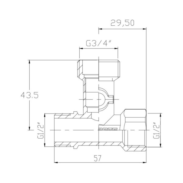 Кран приборный шаровой Thermo Alliance Forte 1/2"х3/4"х1/2" SF186W152015 Кран приладовий кульовий Thermo Alliance Forte 1/2"х3/4"х1/2" SF186W152015