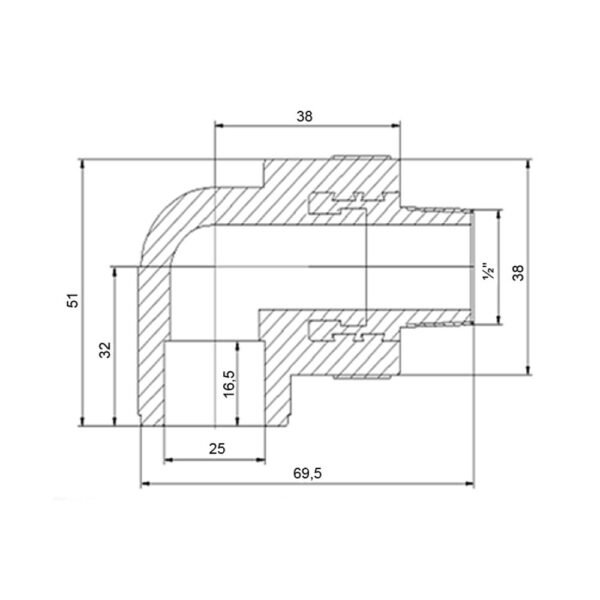 Кутик PPR Blue Ocean 25х1/2", 90° ЗР Кутик PPR Blue Ocean 25х1/2", 90° ЗР
