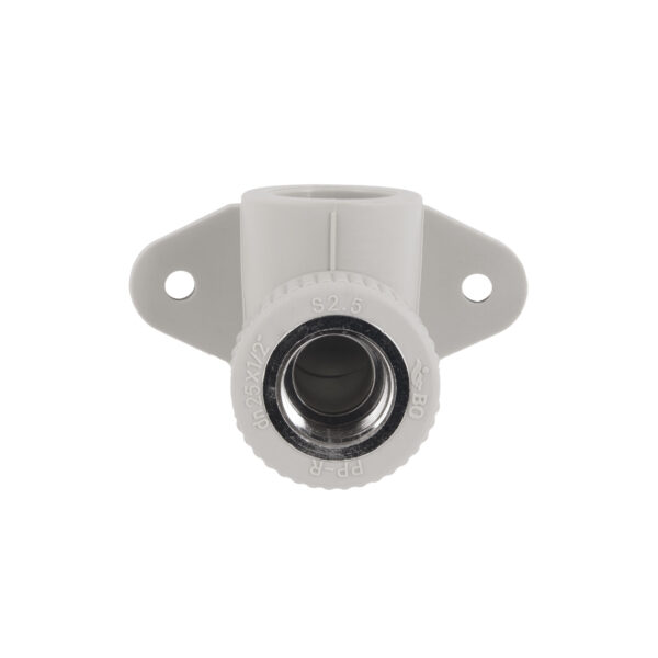 Кутик PPR Blue Ocean настінний з кріпленням 25х1/2", 90° ВР Кутик PPR Blue Ocean настінний з кріпленням 25х1/2", 90° ВР
