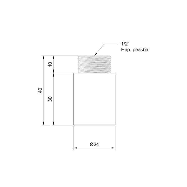 Удлинитель Thermo Alliance Standart 30х1/2" хром SD1301530 Подовжувач Thermo Alliance Standart 30х1/2" хром SD1301530