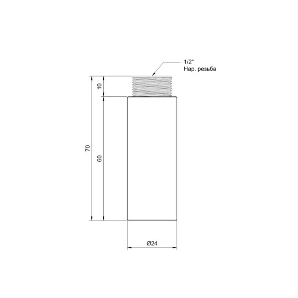 Удлинитель Thermo Alliance Standart 60х1/2" хром SD1301560 Подовжувач Thermo Alliance Standart 60х1/2" хром SD1301560