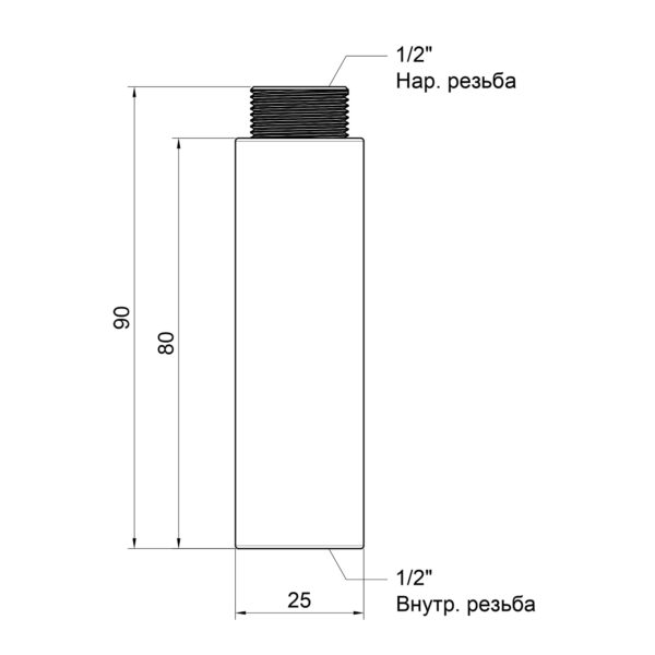 Удлинитель Thermo Alliance Standart 80х1/2" хром SD1301580 Подовжувач Thermo Alliance Standart 80х1/2" хром SD1301580