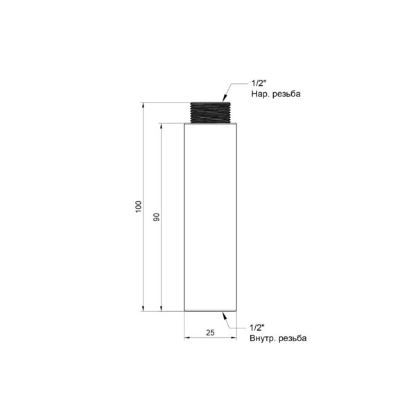 Удлинитель Thermo Alliance Standart 90х1/2" хром SD1301590 Подовжувач Thermo Alliance Standart 90х1/2" хром SD1301590