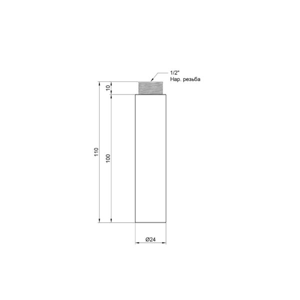 Удлинитель Thermo Alliance Standart 100х1/2" хром SD13015100 Подовжувач Thermo Alliance Standart 100х1/2" хром SD13015100