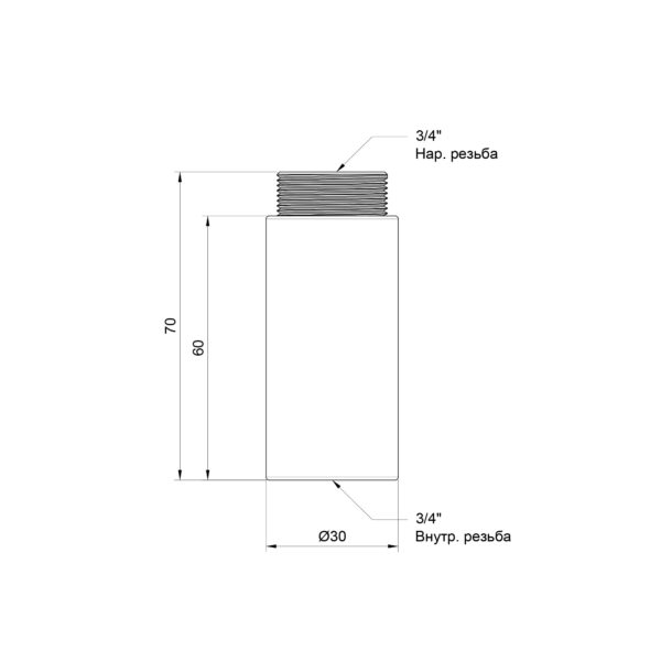 Удлинитель Thermo Alliance Standart 60х3/4" хром SD1302060 Подовжувач Thermo Alliance Standart 60х3/4" хром SD1302060