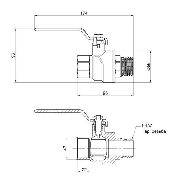 Кран шаровой Thermo Alliance Forte 1 1/4 ВЗ для воды (ручка) SF605W32 Кран кульовий Thermo Alliance Forte 1 1/4 ВЗ для води (ручка) SF605W32