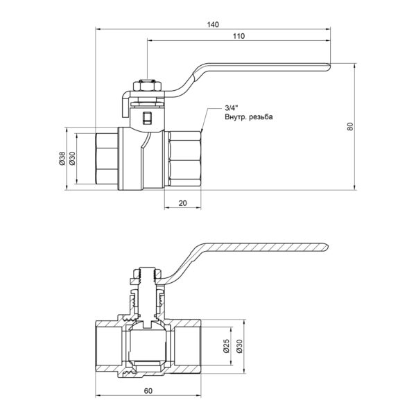 Кран шаровой Thermo Alliance Forte 3/4" ВР для воды (ручка) SF600W20 Кран кульовий Thermo Alliance Forte 3/4" ВР для води (ручка) SF600W20