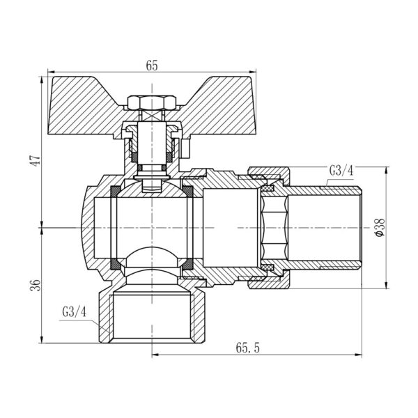 Кран шаровой «Американка» Thermo Alliance Forte 3/4" угловой SF221W20 Кран кульовий «Американка» Thermo Alliance Forte 3/4" кутовий SF221W20