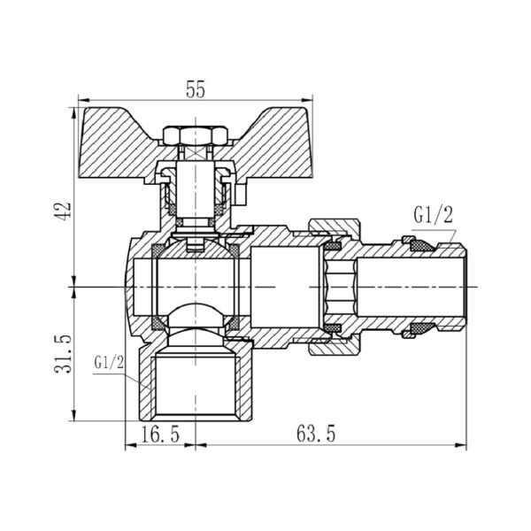 Кран кульовий "Американка" Thermo Alliance Forte 1/2" з антипротіканням кутовий SF223W15 Кран кульовий "Американка" Thermo Alliance Forte 1/2" з антипротіканням кутовий SF223W15