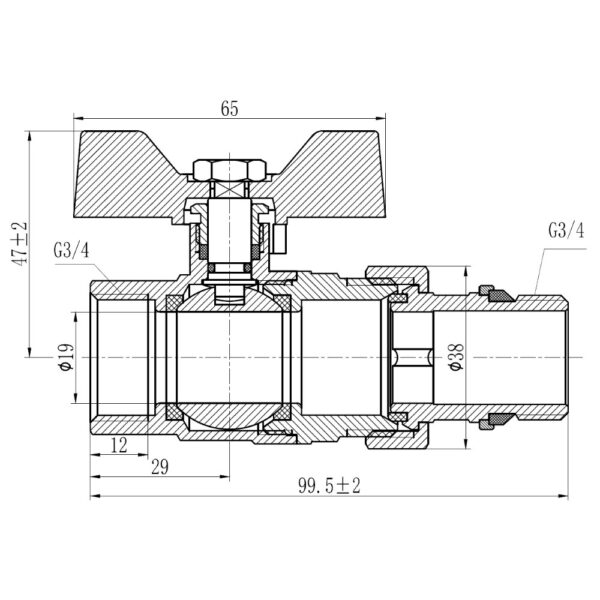 Кран шаровой "Американка" Thermo Alliance Forte 3/4" с антипротеканием прямой SF222W20 Кран кульовий "Американка" Thermo Alliance Forte 3/4" з антипротіканням прямий SF222W20