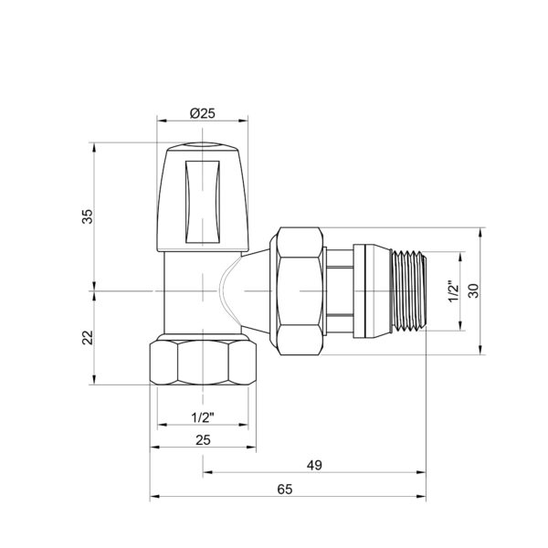 Кран радіаторний Icma 1/2" з антипротіканням кутовий без ручки №805+940 Кран радіаторний Icma 1/2" з антипротіканням кутовий без ручки №805+940