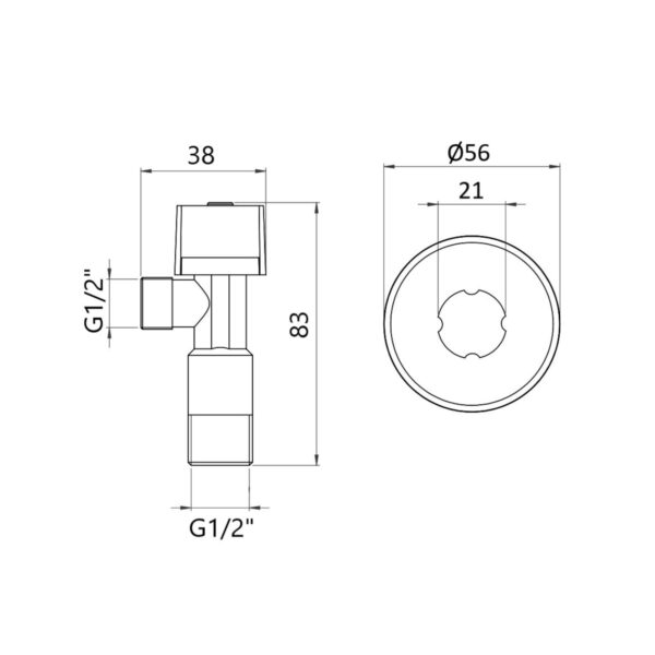 Кран угловой Thermo Alliance Standart (ручка шестигранник) с вент.буксой 1/2"З х 1/2"З SF3441515 Кран кутовий Thermo Alliance Standart (ручка шестигранник) з вент.буксою 1/2"З х 1/2"З SF3441515