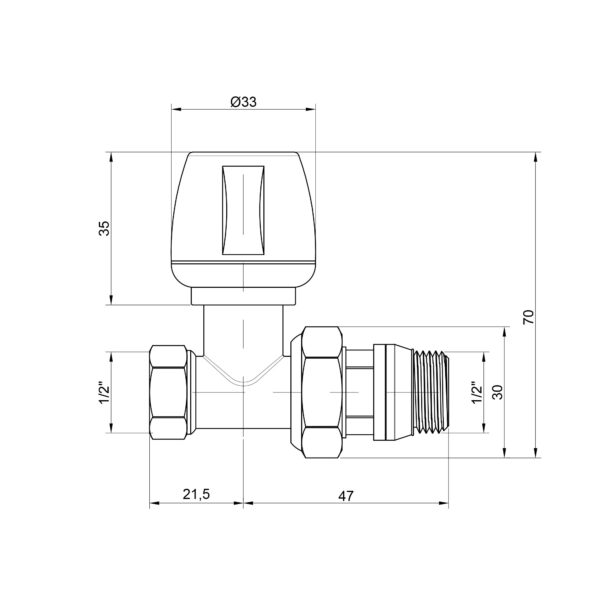 Кран радіаторний Icma 1/2" з антипротіканням прямий №813+940 Кран радіаторний Icma 1/2" з антипротіканням прямий №813+940