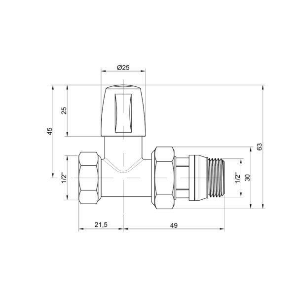 Кран радіаторний Icma 1/2" з антипротіканням прямий без ручки №815+940 Кран радіаторний Icma 1/2" з антипротіканням прямий без ручки №815+940
