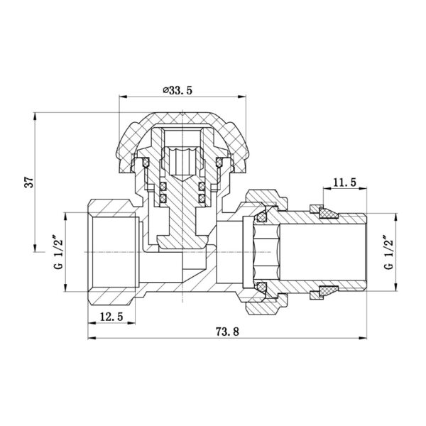 Кран радіаторний Thermo Alliance Standart Powerful 1/2" з антипротіканням прямий SF231W15 Кран радіаторний Thermo Alliance Standart Powerful 1/2" з антипротіканням прямий SF231W15