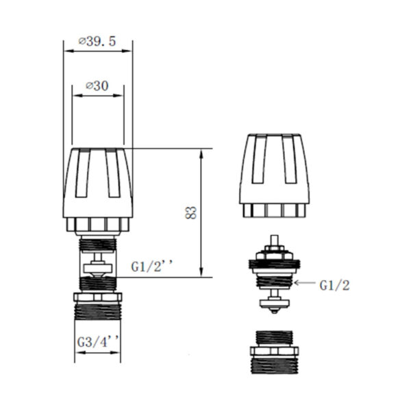 Кран термостатический Thermo Alliance Standart 1/2"х3/4" с ручкой для коллектора SFE009 Кран термостатичний Thermo Alliance Standart 1/2"х3/4" з ручкою для колектора SFE009