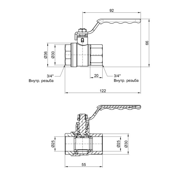 Кран кульовий Thermo Alliance Standart 3/4" ВР для води (важіль) SD600NW20PN40 Кран кульовий Thermo Alliance Standart 3/4" ВР для води (важіль) SD600NW20PN40
