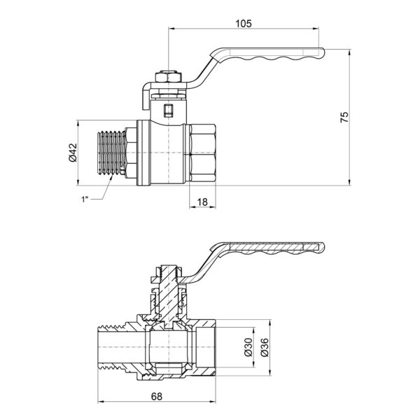 Кран шаровой Thermo Alliance Standart 1" ВЗ для воды (весы) SD605NW25PN40 Кран кульовий Thermo Alliance Standart 1" ВЗ для води (важіль) SD605NW25PN40