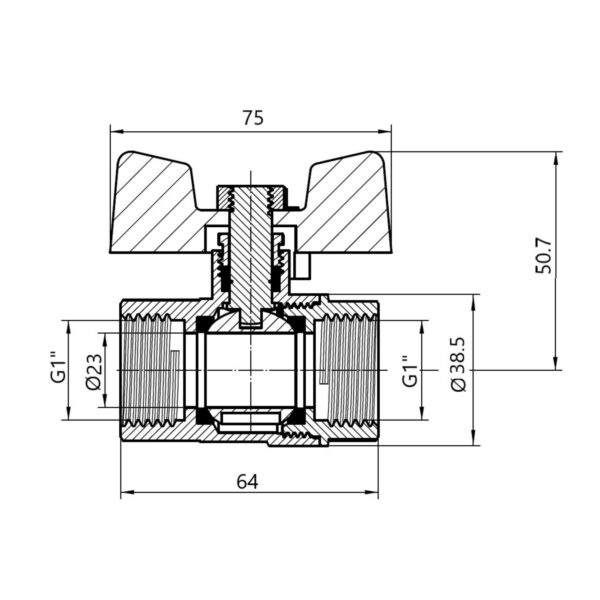 Кран шаровой Thermo Alliance Standart 1" ВР для газа (весы) SD600NG25PN40 Кран кульовий Thermo Alliance Standart 1" ВР для газу (важіль) SD600NG25PN40