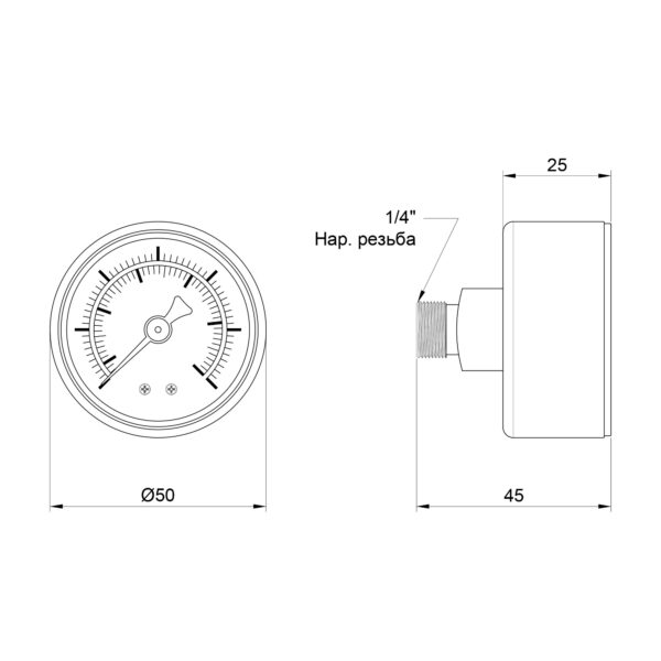 Манометр Thermo Alliance Standart 6 бар 1/4" , заднє підмикання SD1716B Манометр Thermo Alliance Standart 6 бар 1/4" , заднє підмикання SD1716B