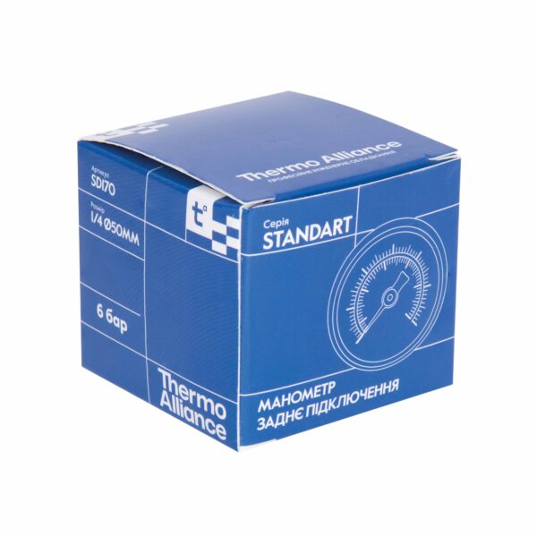 Манометр Thermo Alliance Standart 6 бар 1/4" , заднє підмикання SD1716B Манометр Thermo Alliance Standart 6 бар 1/4" , заднє підмикання SD1716B