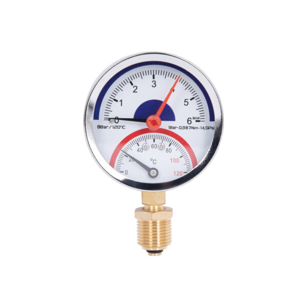 Термоманометр Thermo Alliance Standart 80 мм 1/2", нижнє підмикання SD1726B Термоманометр Thermo Alliance Standart 80 мм 1/2", нижнє підмикання SD1726B