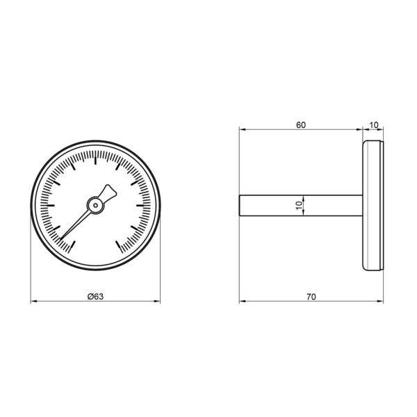 Термометр Thermo Alliance Standart 120°С 63 мм 1/2", заднє підмикання SD17450MM Термометр Thermo Alliance Standart 120°С 63 мм 1/2", заднє підмикання SD17450MM