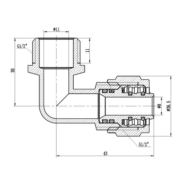Кут обтискний Thermo Alliance Forte 16х1/2" ЗР SF175W1615