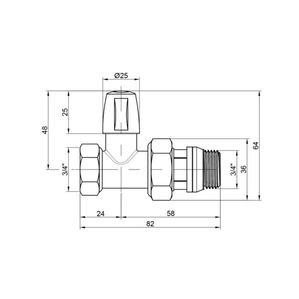 Кран радіаторний Icma 3/4" з антипротіканням прямий без ручки №815+940 Кран радіаторний Icma 3/4" з антипротіканням прямий без ручки №815+940
