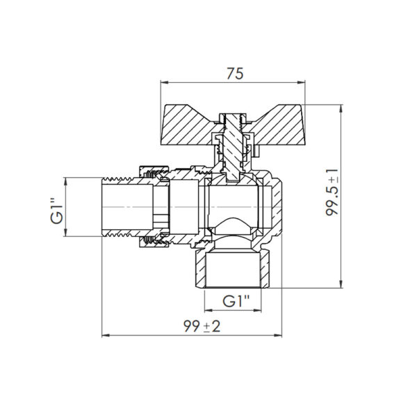 Кран кульовий «Американка» Thermo Alliance Forte 1" кутовий SF221W25 Кран кульовий «Американка» Thermo Alliance Forte 1" кутовий SF221W25