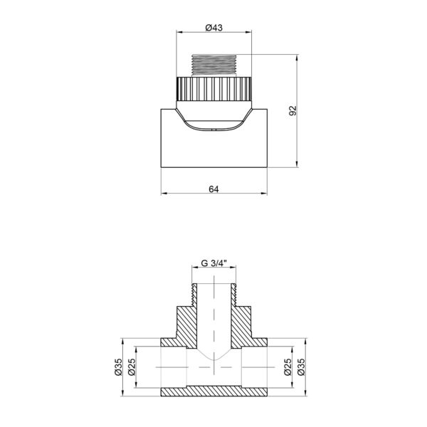 Тройник PPR Thermo Alliance 25х3/4"х25 ЗР Трійник PPR Thermo Alliance 25х3/4"х25 ЗР