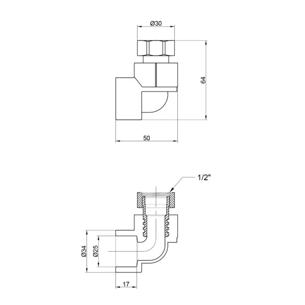 Кутик PPR Thermo Alliance з накидною гайкою 25х3/4" ВР Кутик PPR Thermo Alliance з накидною гайкою 25х3/4" ВР