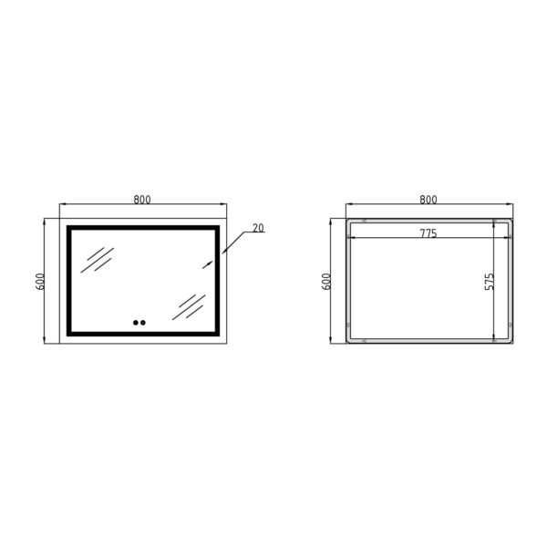 Дзеркало Qtap Mideya (DC-F904) 800х600 з LED-підсвічуванням Touch, з димером QT2078F904W Дзеркало Qtap Mideya (DC-F904) 800х600 з LED-підсвічуванням Touch, з димером QT2078F904W