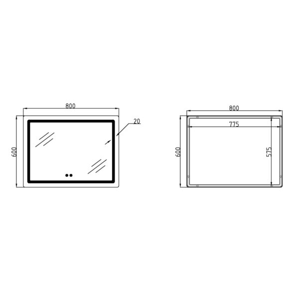 Зеркало Qtap Mideya (DC-F908) 800х600 с LED-подсветкой Touch, с диммером QT2078F908W Дзеркало Qtap Mideya (DC-F908) 800х600 з LED-підсвічуванням Touch, з димером QT2078F908W