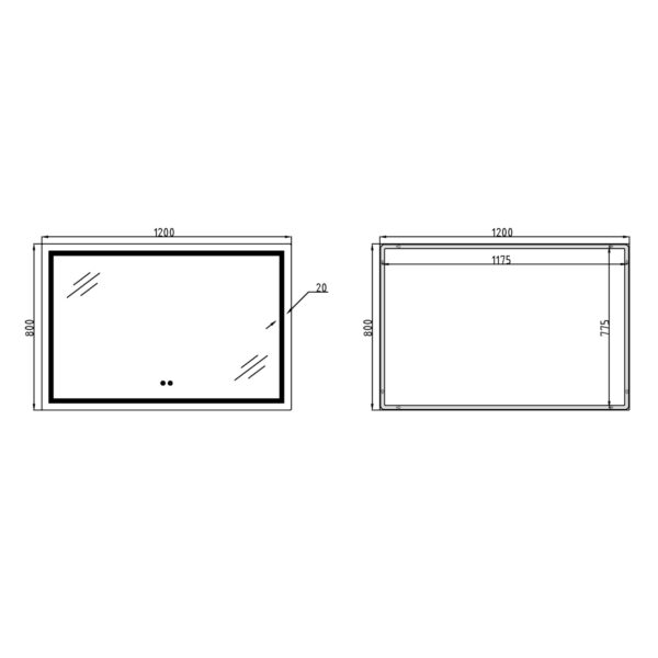 Зеркало Qtap Mideya MI1) 1200х800 с LED-подсветкой Touch, с антизапотеванием, диммером QT2078F613W Дзеркало Qtap Mideya MI1) 1200х800 з LED-підсвічуванням Touch, з антизапотіванням, димером QT2078F613W