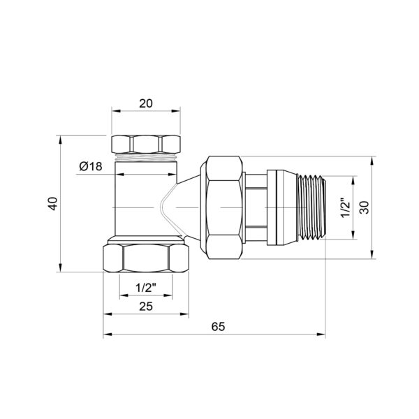 Кран радіаторний Thermo Alliance Base 1/2" ВЗ з антипротіканням кутовий SD229W15 Кран радіаторний Thermo Alliance Base 1/2" ВЗ з антипротіканням кутовий SD229W15