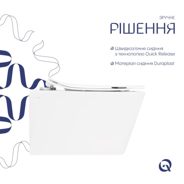 Унітаз підвісний Qtap Crow Rimless безобідковий з сідінням Soft-close QT05335170W Унітаз підвісний Qtap Crow Rimless безобідковий з сідінням Soft-close QT05335170W