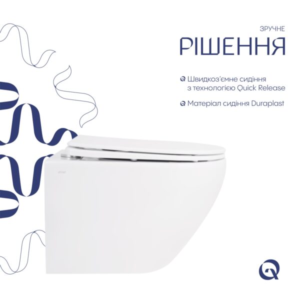 Унітаз підвісний Qtap Jay безобідковий з сідінням Soft-close QT07335176W Унітаз підвісний Qtap Jay безобідковий з сідінням Soft-close QT07335176W
