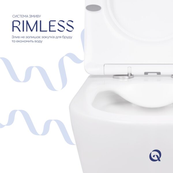 Унитаз подвесной Qtap Swan безободковый с седалием Soft-close QT16335178W Унітаз підвісний Qtap Swan безобідковий з сідінням Soft-close QT16335178W