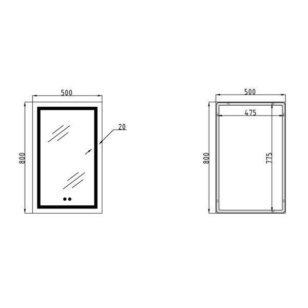 Дзеркало Qtap Mideya (DC-F936) 500х800 з LED-підсвічуванням Touch, з антизапотіванням, димером QT2078F936W Дзеркало Qtap Mideya (DC-F936) 500х800 з LED-підсвічуванням Touch, з антизапотіванням, димером QT2078F936W