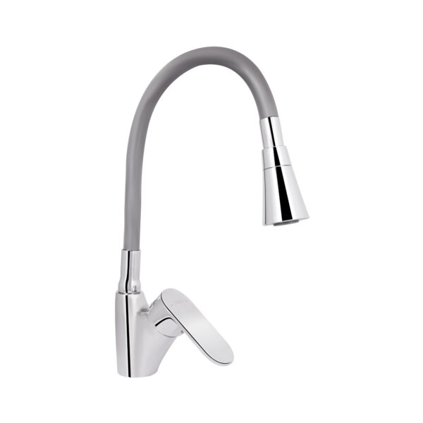 Смеситель для кухни Lidz Tani 007F3 с гибким изливом (k40) LDTAN007F3GCR31869 Chrome/Grey Змішувач для кухні Lidz Tani 007F3 з гнучким виливом (k40) LDTAN007F3GCR31869 Chrome/Grey