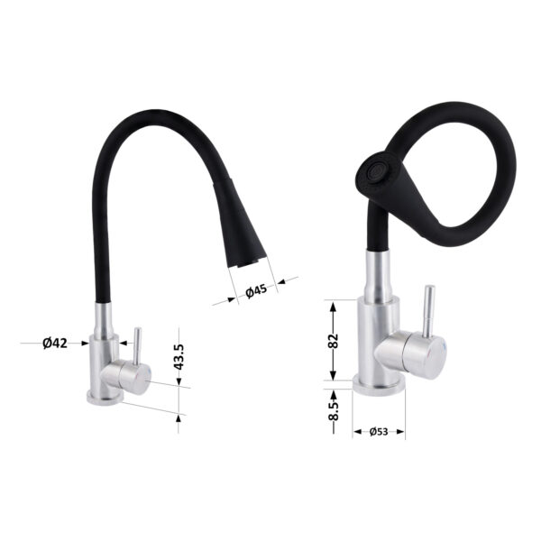 Смеситель для кухни Lidz Aria 015F31 с гибким изливом (k35) LDARI015F31BNK31872 Black / Nickel Змішувач для кухні Lidz Aria 015F31 з гнучким виливом (k35) LDARI015F31BNK31872 Black / Nickel