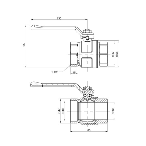 Кран шаровой Icma 1" 1/4 прямой No350 Кран кульовий Icma 1" 1/4 прямий №350
