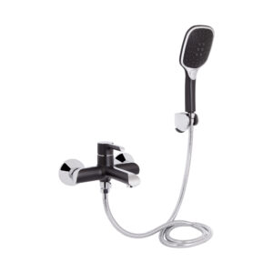 Смеситель для ванны Qtap Grand (с душевым гарнитуром) QTGRABCR006 Chrome/Black Змішувач для ванни Qtap Grand (з душовим гарнітуром) QTGRABCR006 Chrome/Black