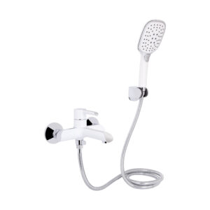 Смеситель для ванны Qtap Grand (с душевым гарнитуром) QTGRAWCR006 Chrome/White Змішувач для ванни Qtap Grand (з душовим гарнітуром) QTGRAWCR006 Chrome/White